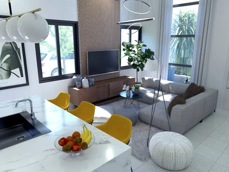 Discover the Future of Luxury: Palacio Rivera and Rivera Villas in Jamaica - Pre-Construction 9 Palacio Rivera Living Room Render