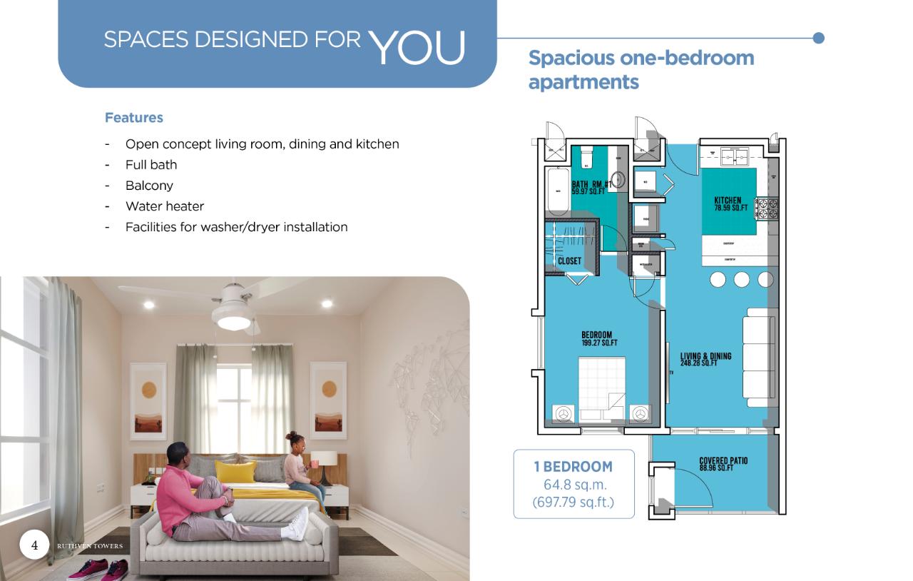 Spacious-1-Bedroom-Apartment-for-Rent-at-Ruthven-Towers-St.-Andrew Second image of 306- Ruthven Rd. in Kingston 5, St. Andrew, Jamaica - property is For Rent